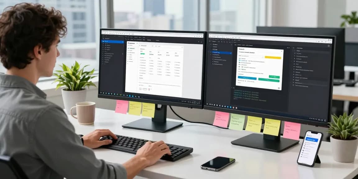 bd188 platform sa modernong workspace, developer na nag-code sa dual monitors.