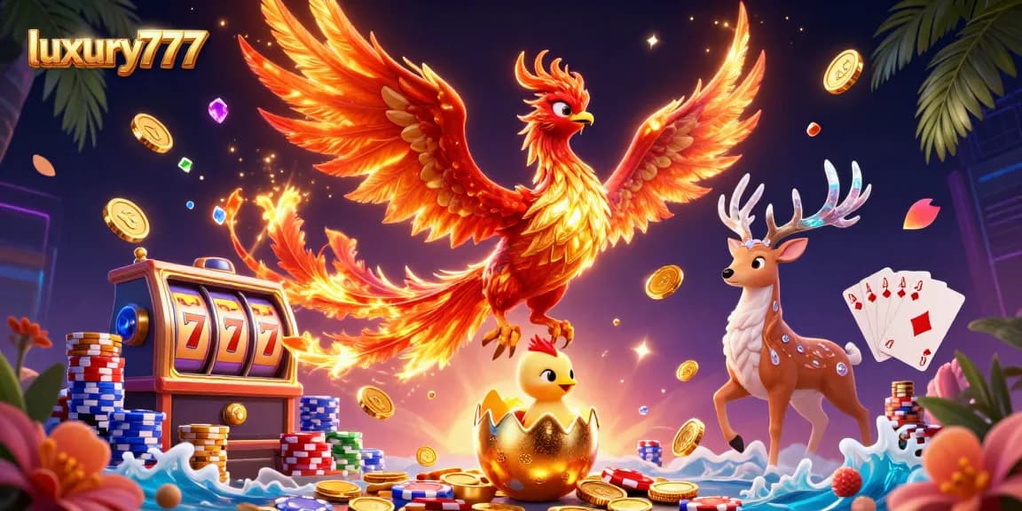 Experience luxury777 with vivid slot games featuring colorful characters and cascading coins.