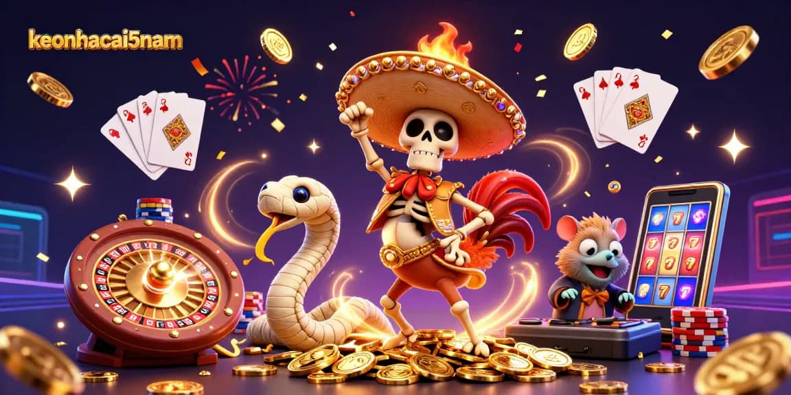 Experience thrilling gaming dynamics with keonhacai5nam featuring vibrant 3D casino elements.