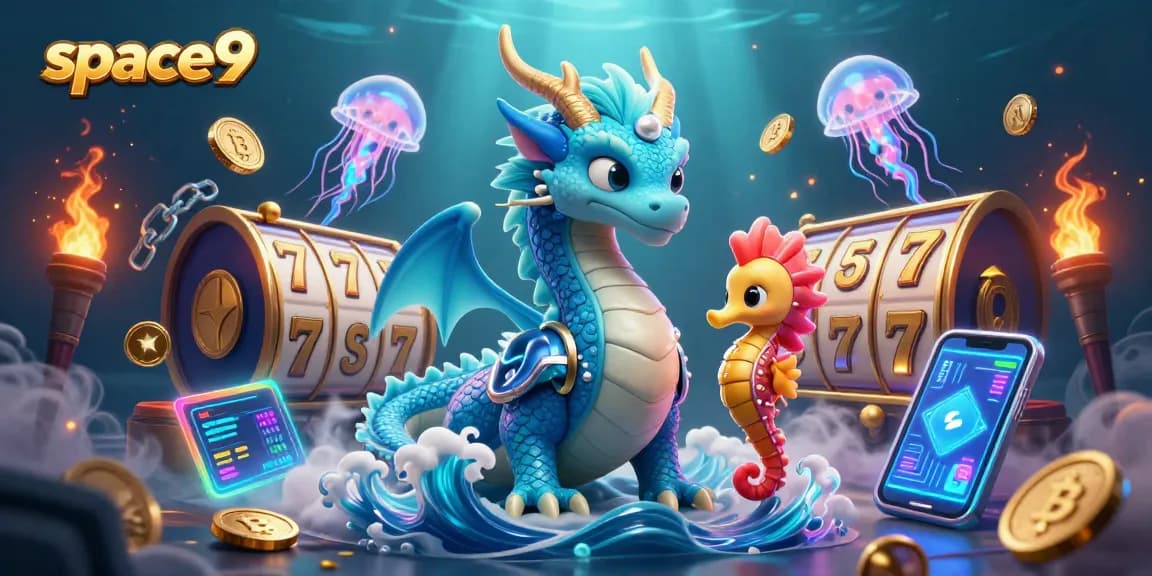 Experience the excitement at space9 with vibrant 3D casino elements and captivating underwater characters.