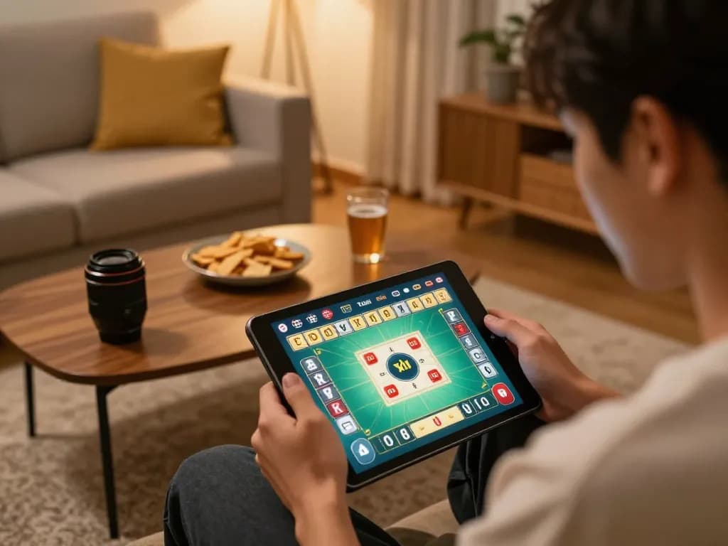 Player engaging with Tài Xỉu game on taixiuonlinego app, showcased in a cozy home setting.