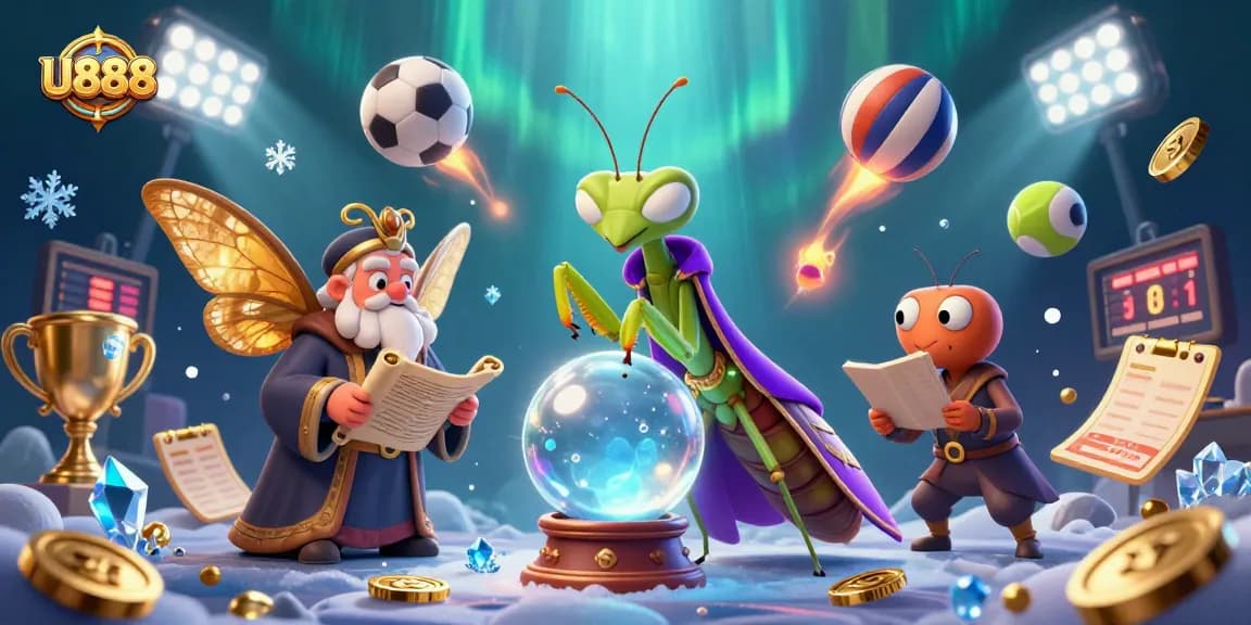 Engage with U888 in a dynamic betting world, with animated sports elements and mystical characters.