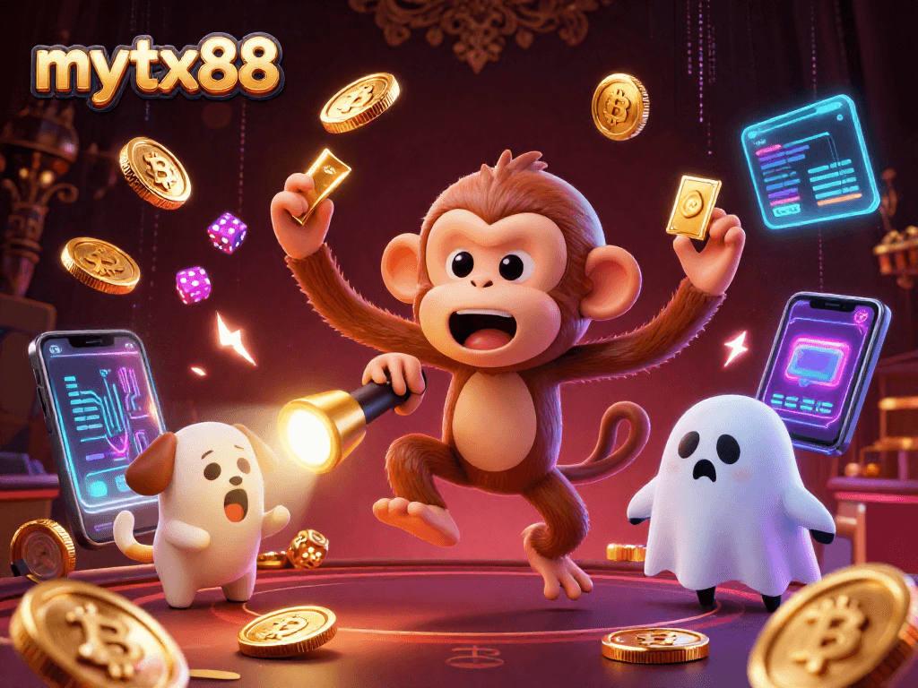 Engage with mytx88's dynamic casino experience, as golden coins and ghostly characters bring excitement to your gaming.