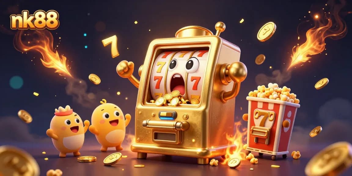 Spin the nk88 slot machine for a jackpot win amidst a vibrant gaming atmosphere.
