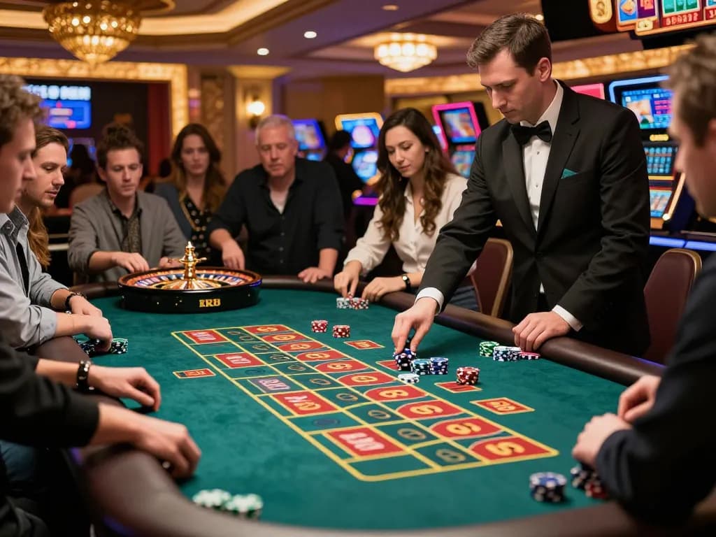 Players experiencing the thrill of roulette at RR88, showcasing vibrant casino gameplay atmosphere
