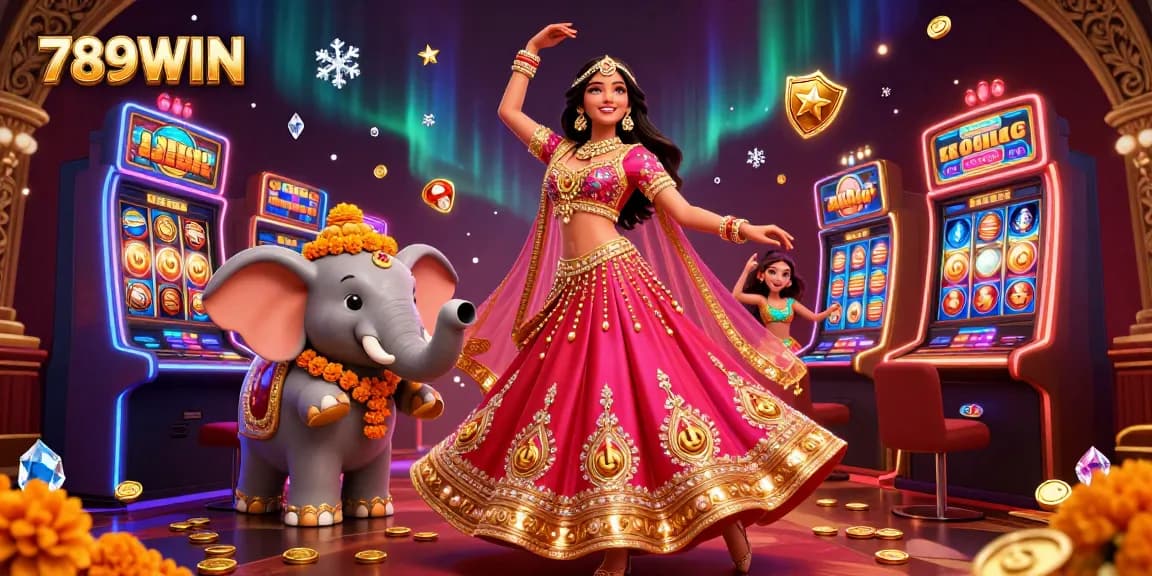 Engage with thrilling casino gameplay at 789WIN, featuring vibrant 3D elements and colorful slot machines.