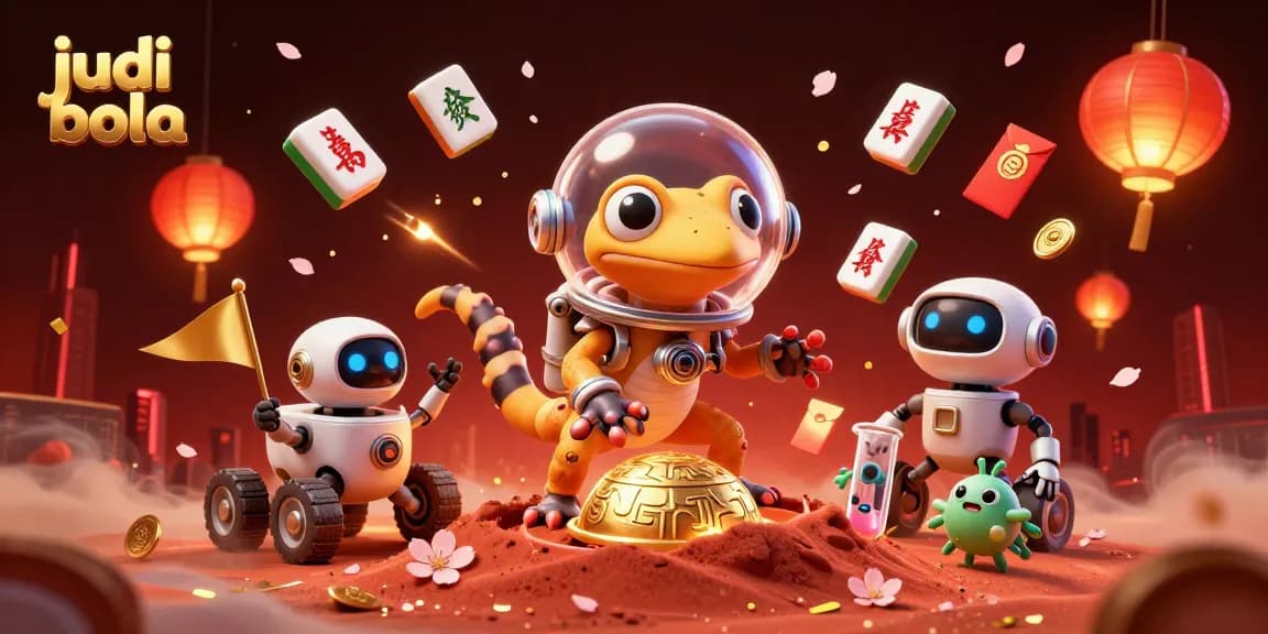 Bet on judi bola with vibrant casino theme featuring a Martian gecko and stunning visuals.