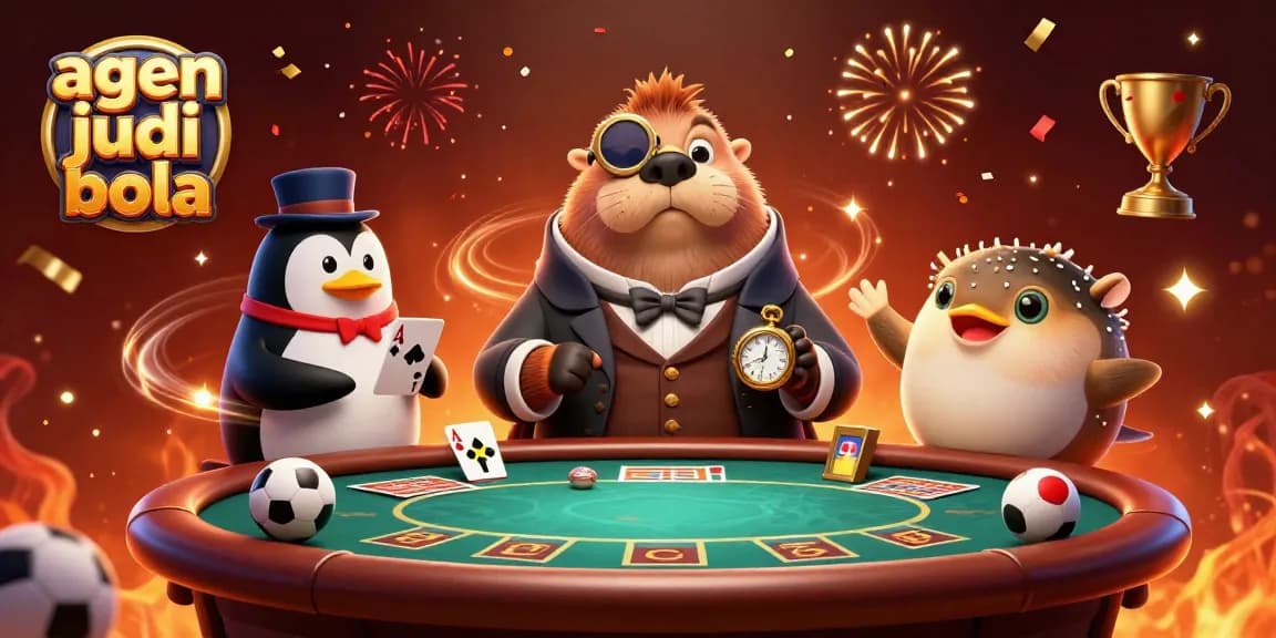 Join the excitement at agen judi bola with a captivating underwater betting scene featuring a charming walrus, penguin dealer, and bluffing pufferfish.