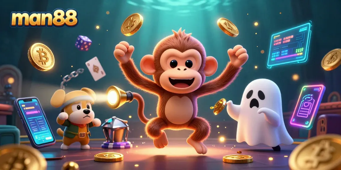 Engage in winning strategies at man88 with a vibrant, dynamic illustration of casino excitement.