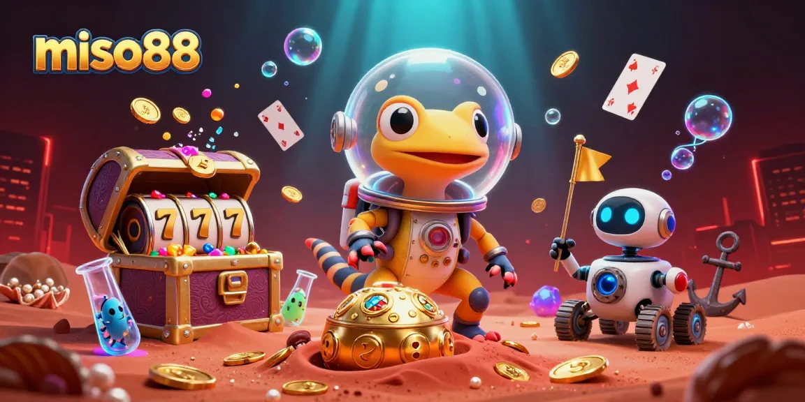 Join the fun at miso88 with our vibrant Martian casino scene loaded with treasures and excitement!