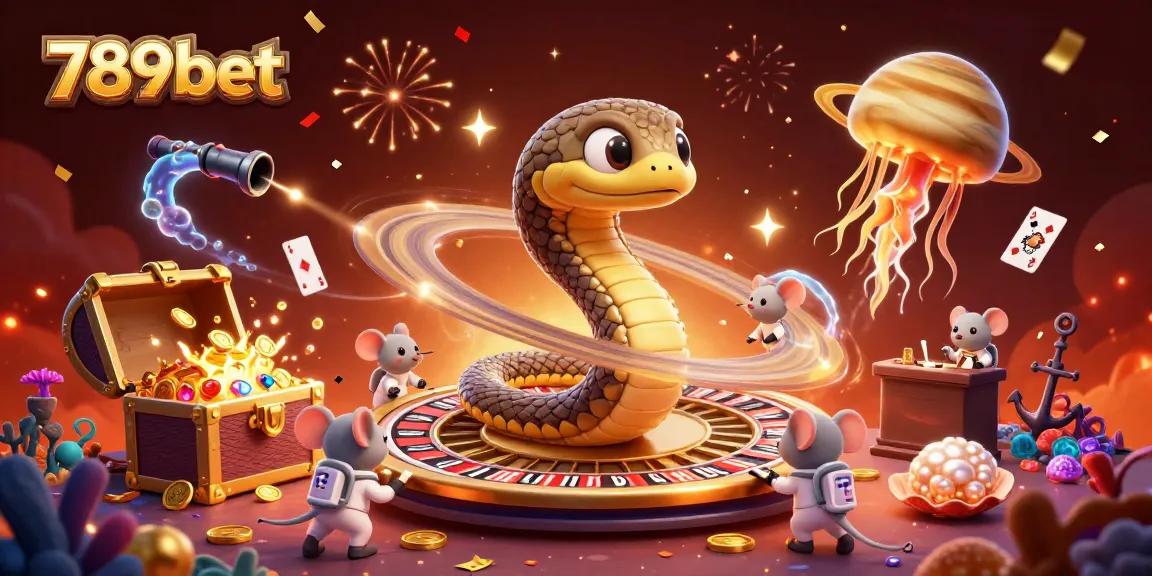 Experience the thrill of betting at 789bet with a dynamic cosmic casino scene featuring vibrant characters and elements.