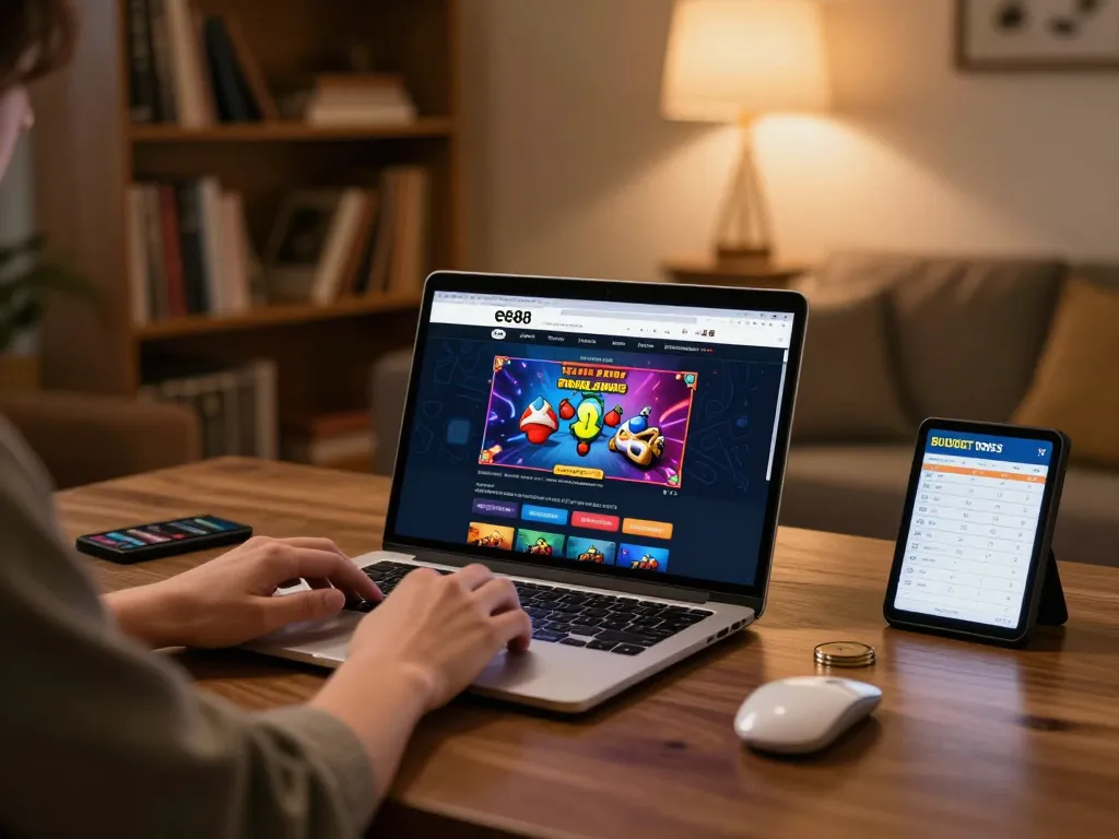 Playing ee88 online casino games from a cozy home setup while focusing on budgeting strategies.