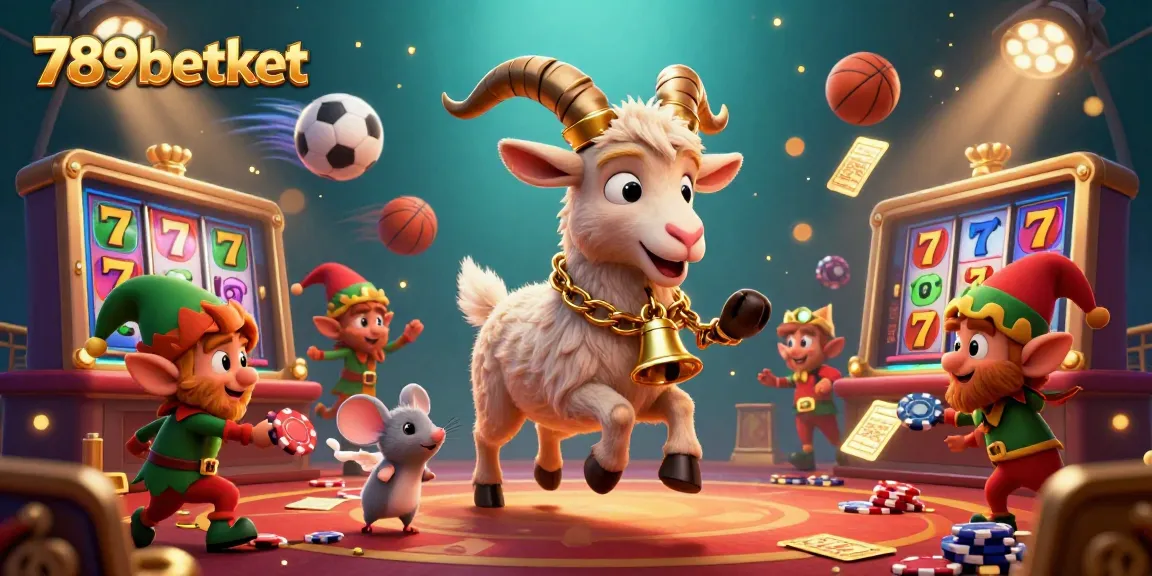 Experience thrilling gameplay at 789betket with festive characters in a lively casino setting.