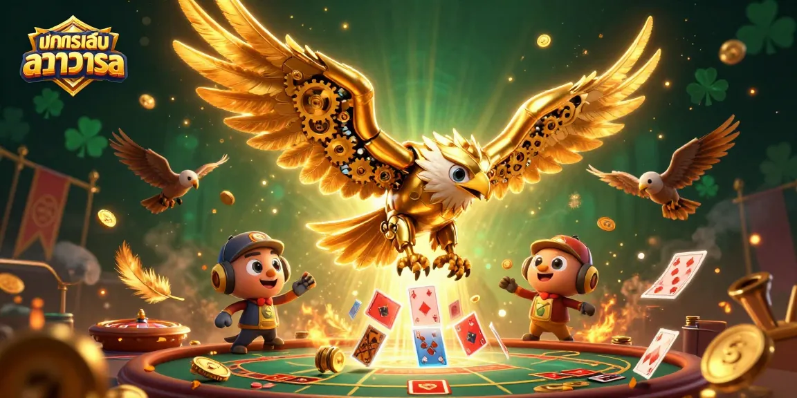 Engage with ทดลองเล่นบาคาร่าsa in an exhilarating 3D casino scene featuring a cybernetic eagle.