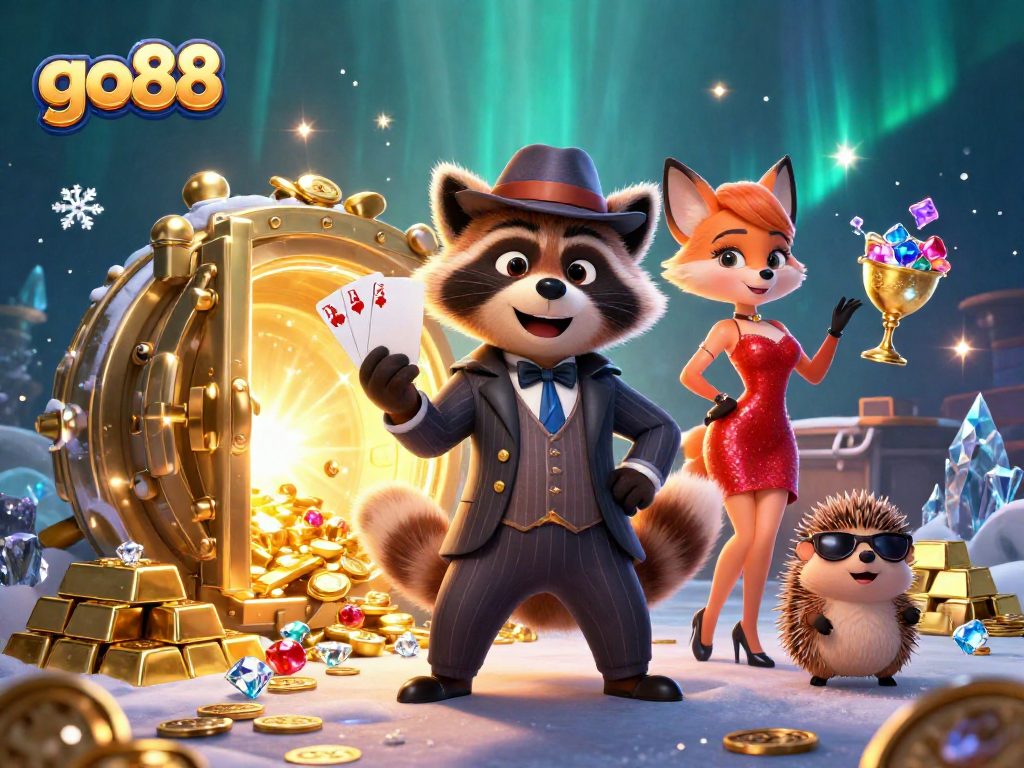 Experience go88's thrilling world with vibrant characters and dazzling treasures attracting players.