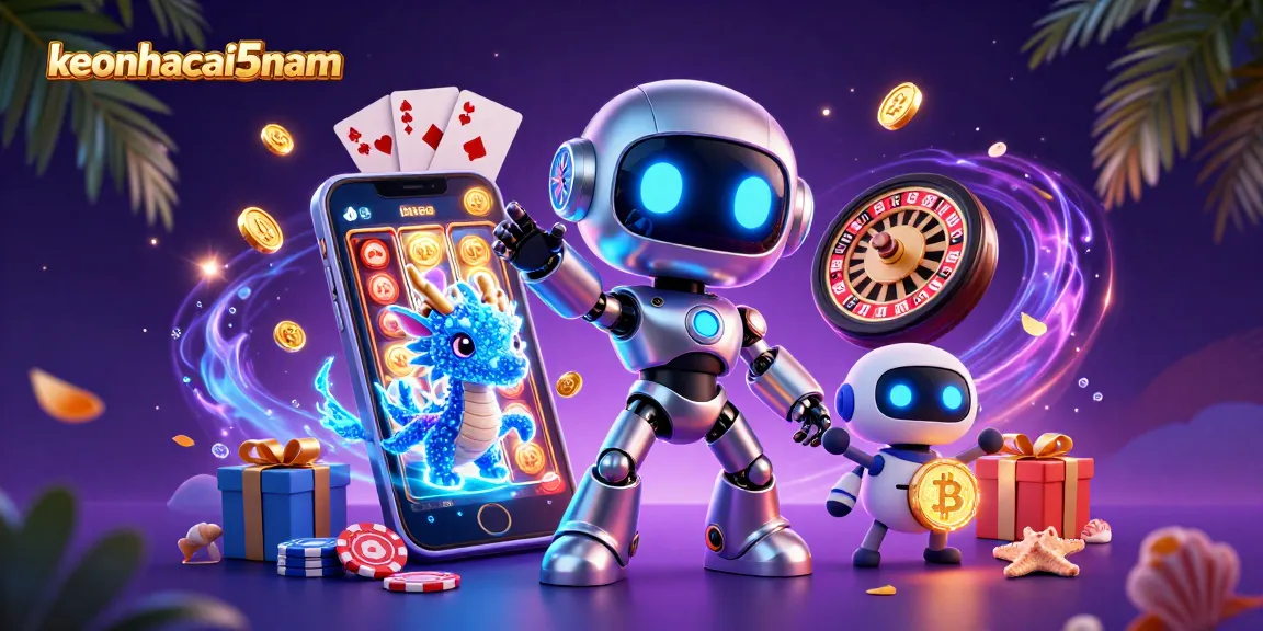 Engage with keonhacai5nam through captivating casino visuals featuring dynamic characters and gaming elements.
