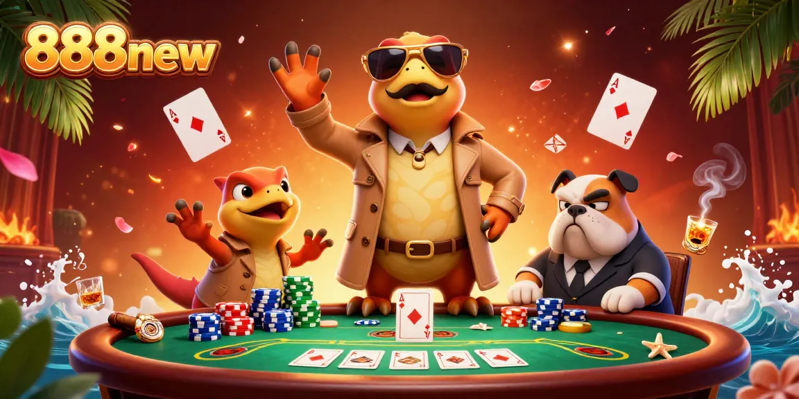 Experience the excitement of 888new with cartoon raptors sneaking into a VIP casino lounge.