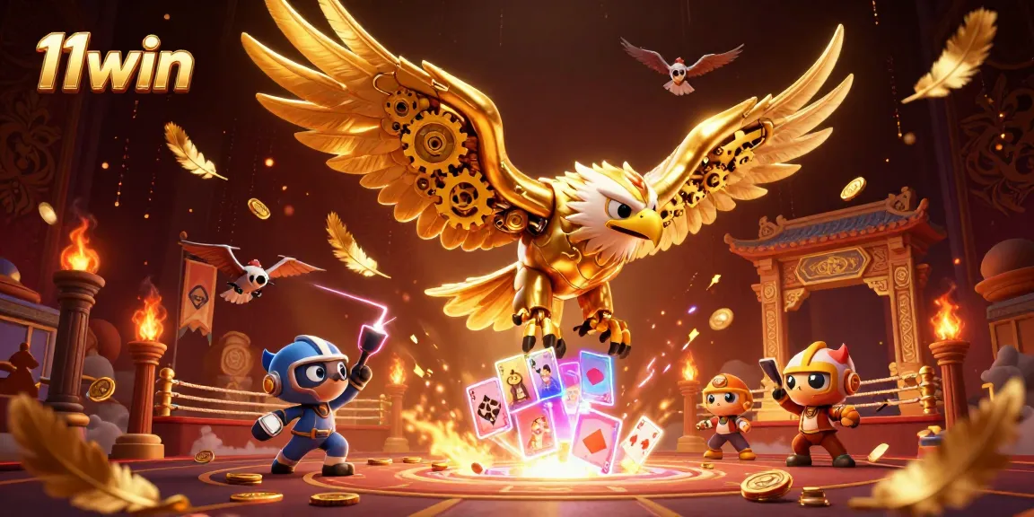 Experience opportunities at 11win with a cinematic 3D illustration of a dynamic casino scene.