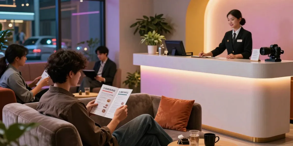 Engaging 오피가이드 service scene in a modern urban lounge, showcasing customer interaction and premium ambiance.