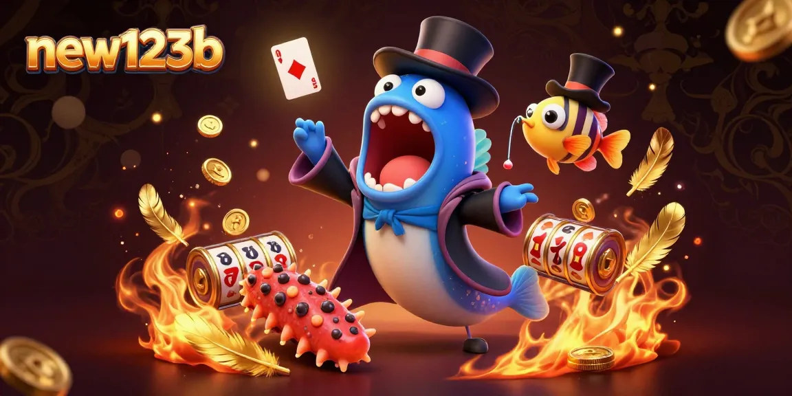 Experience thrilling card tricks with new123b's energetic casino scene featuring fantastical sea creatures.