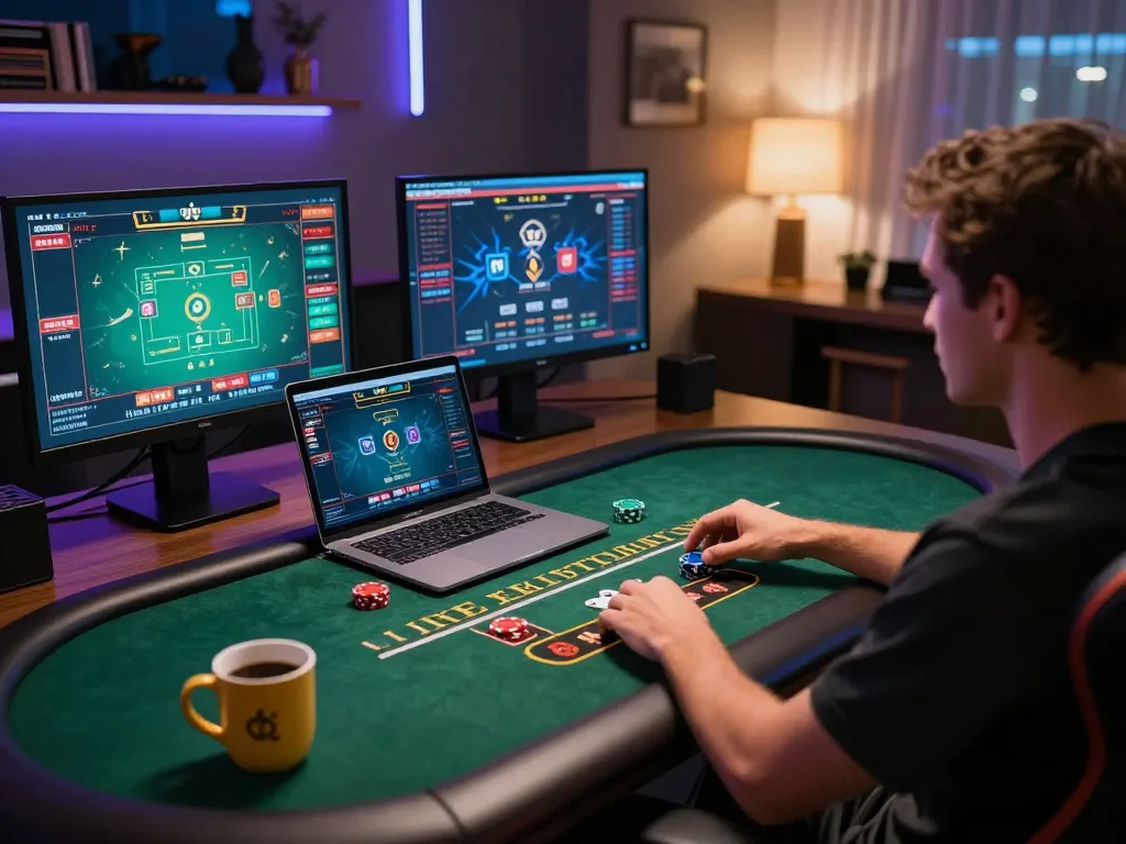 Player experiencing live dealer blackjack at RR88 gaming setup, showcasing strategic gameplay and excitement.