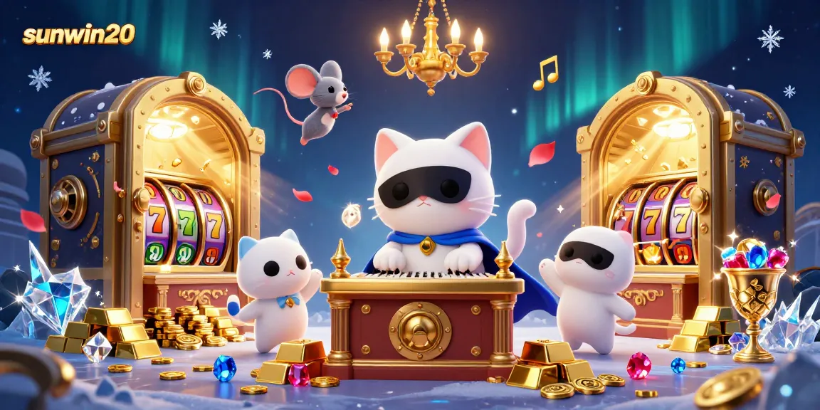 Spin slots and win with sunwin20 in this vibrant casino-themed illustration.