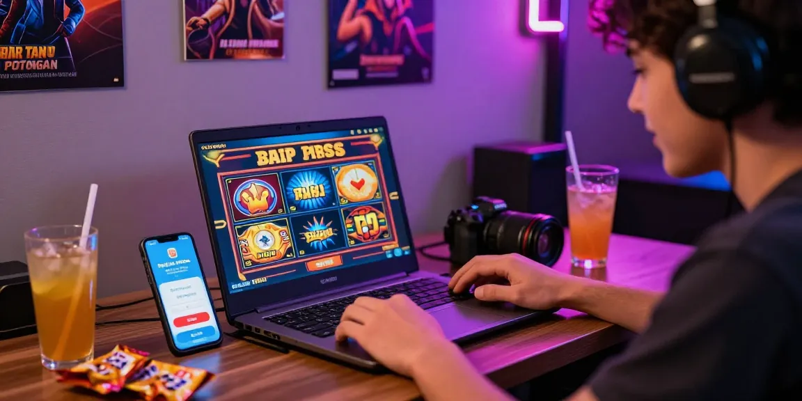 Engaged player enjoying deposit pulsa tanpa potongan on a vibrant online slot game.