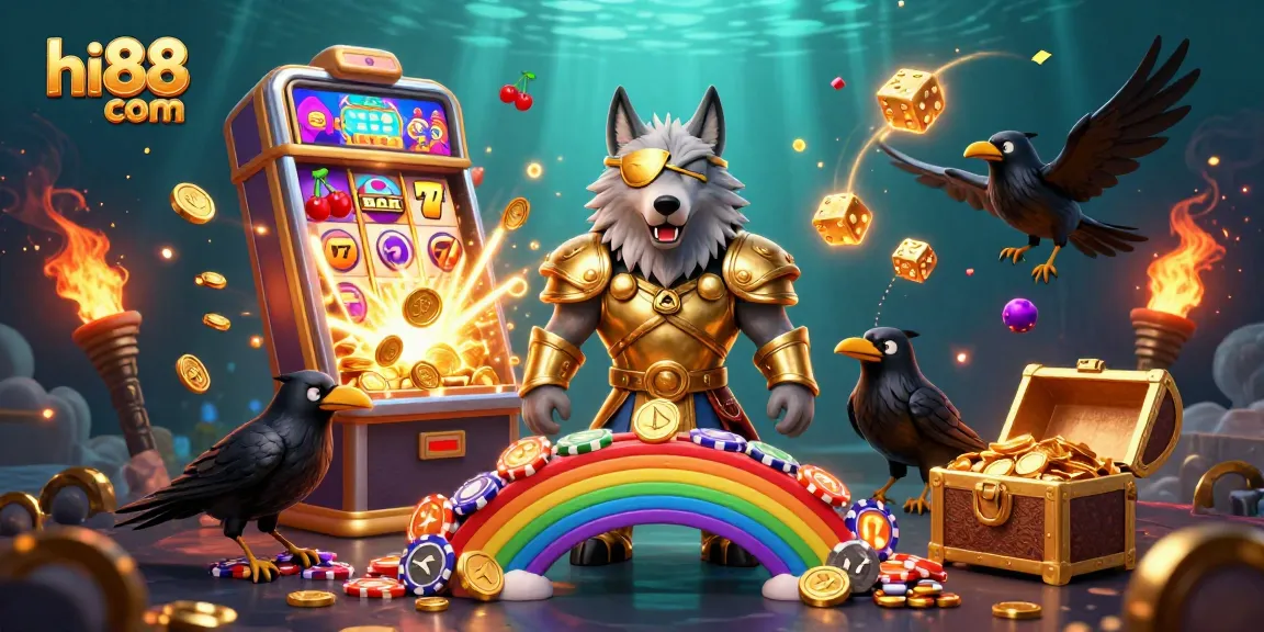 Experience high-stakes gaming with hi88 com in this vibrant 3D casino scene featuring jackpots and epic visuals.