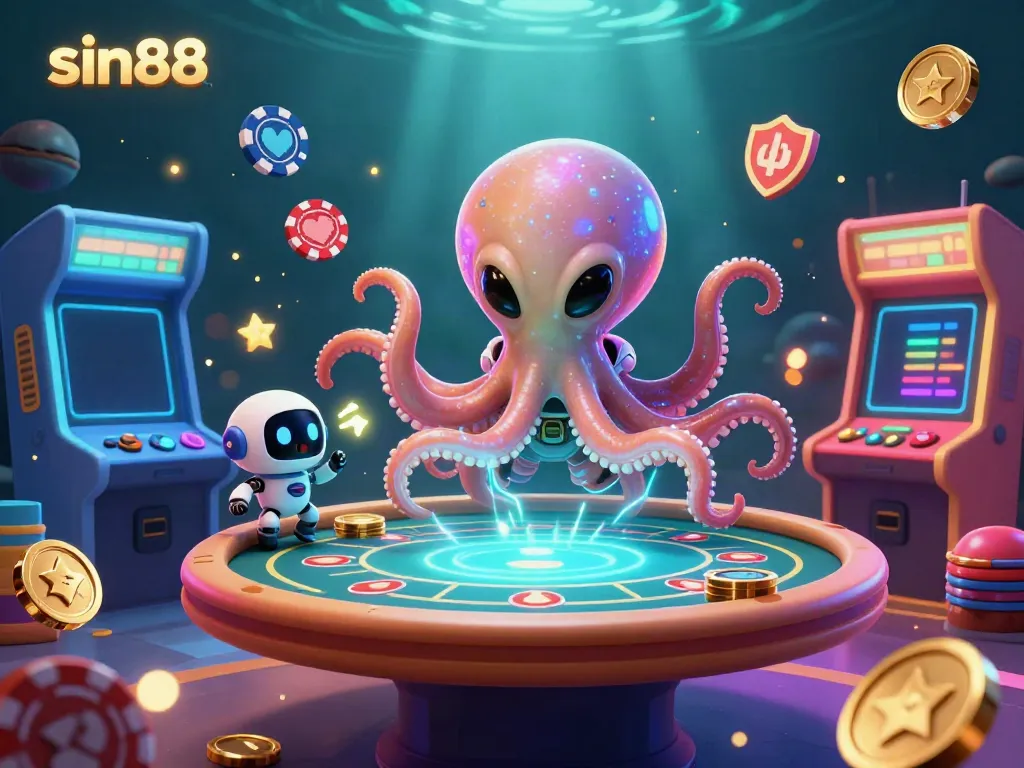 Experience thrilling gameplay at sin88 with vibrant alien characters and dynamic casino elements.