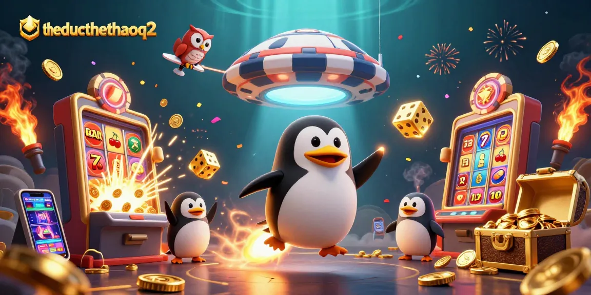 Experience thrilling gameplay with theducthethaoq2's vibrant casino scene featuring slot machines and gold coins.