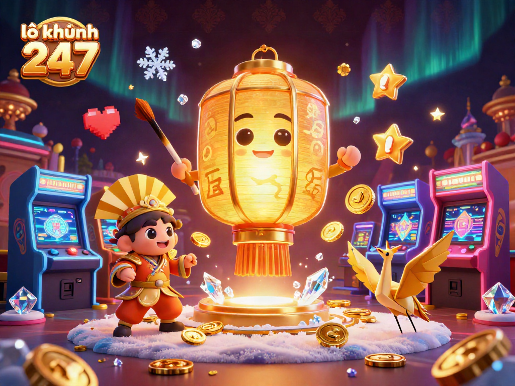 Engage with lô khung 247 through this vibrant 3D illustration of a magical casino scene.