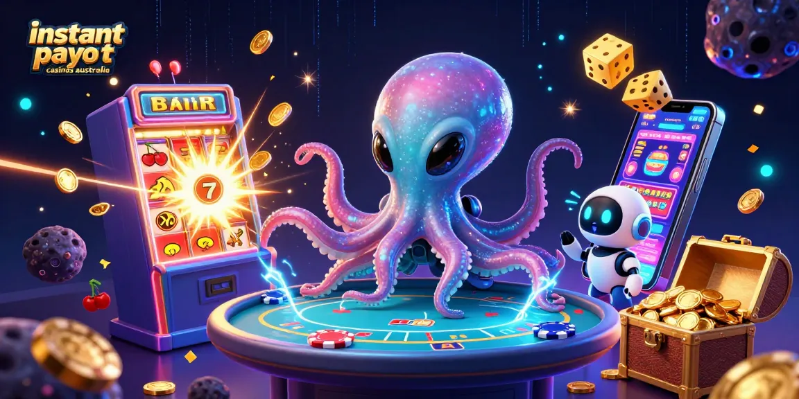 Experience instant payout casinos Australia with vibrant alien-themed gaming illustration.