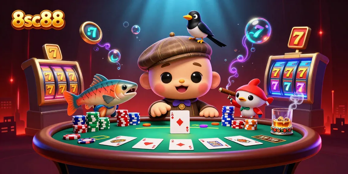 Engage in thrilling gameplay at 8sc88 with vivid animations of cute Nessie and vibrant poker elements.