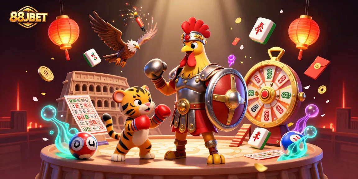 Experience thrilling gameplay with 88JBET, featuring unique lottery and bingo visuals.