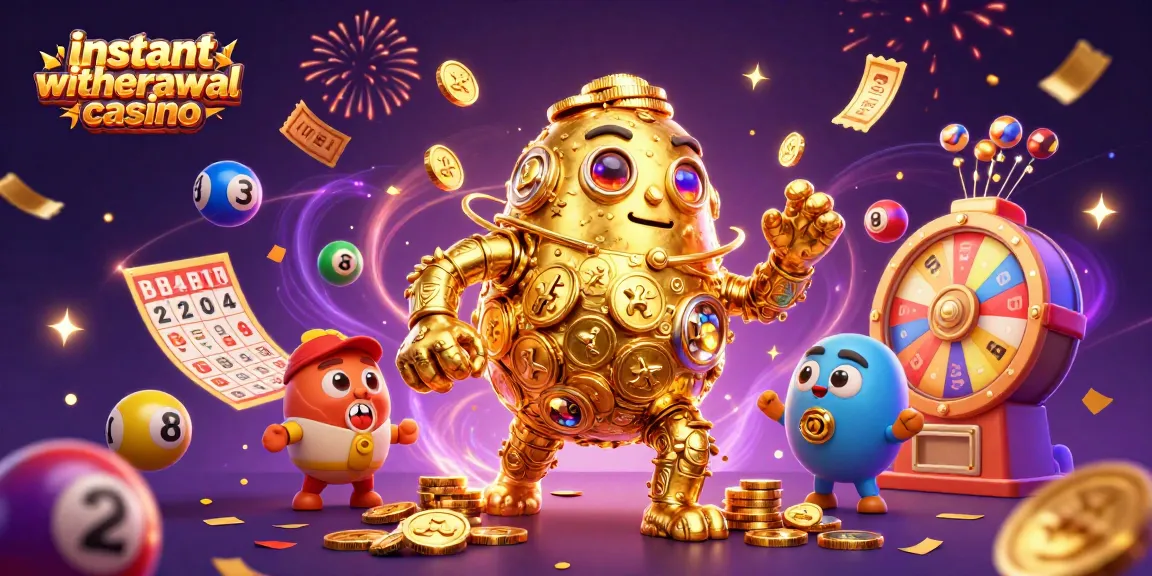 Engage in thrilling gameplay at an instant withdrawal casino, where winnings flow as golden coins in a vibrant, dynamic scene.