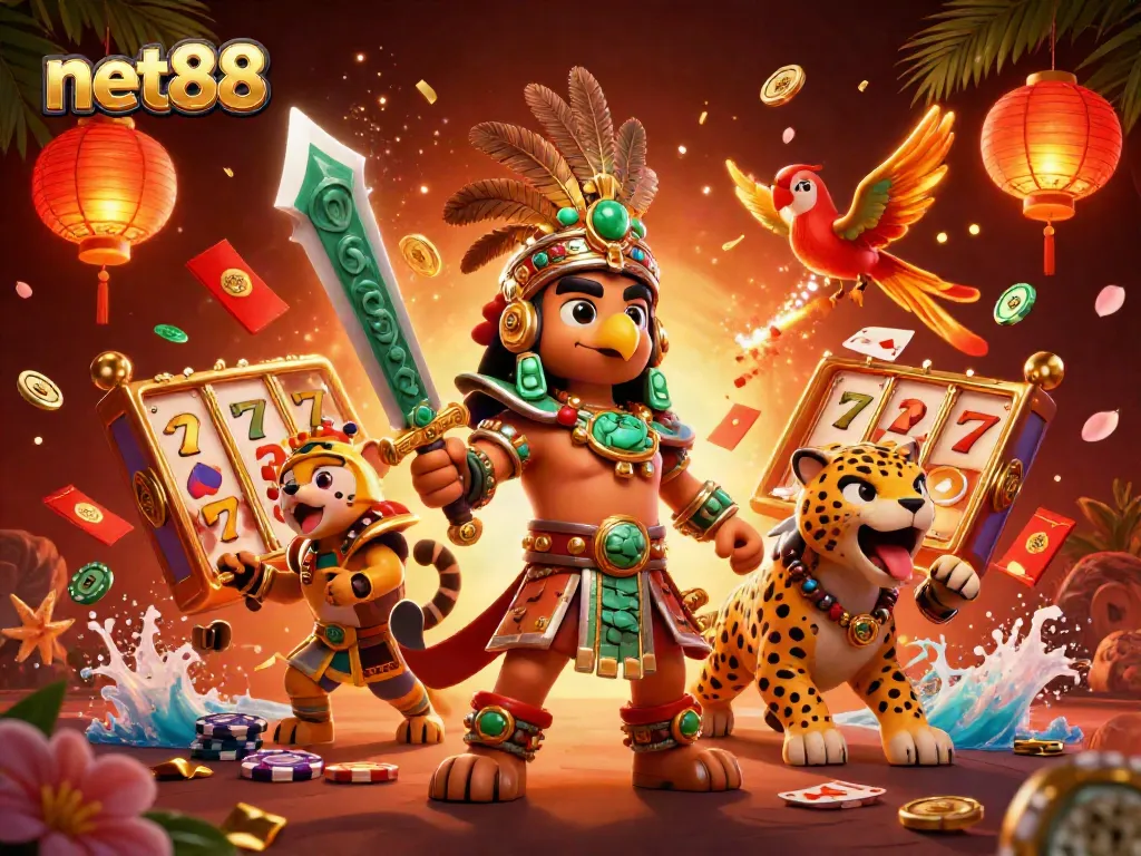 Engage in thrilling action with net88 featuring vibrant casino elements and dynamic characters.