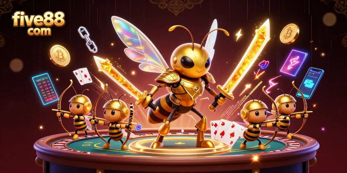 Experience the thrilling ambiance at five88 com with dynamic roulette and gaming elements in vibrant illustration.