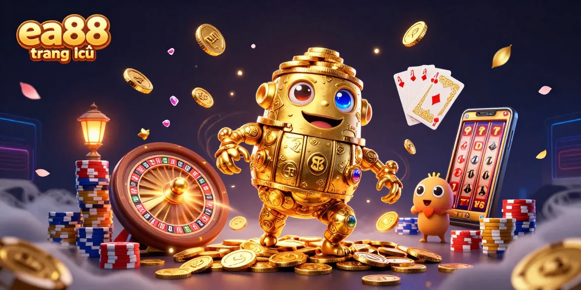 Experience the excitement of ea88 trang chủ with this vibrant 3D illustration showcasing thrilling casino elements.