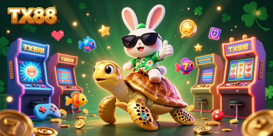 Engage with TX88's exciting slots experience featuring a lucky rabbit and golden turtle.