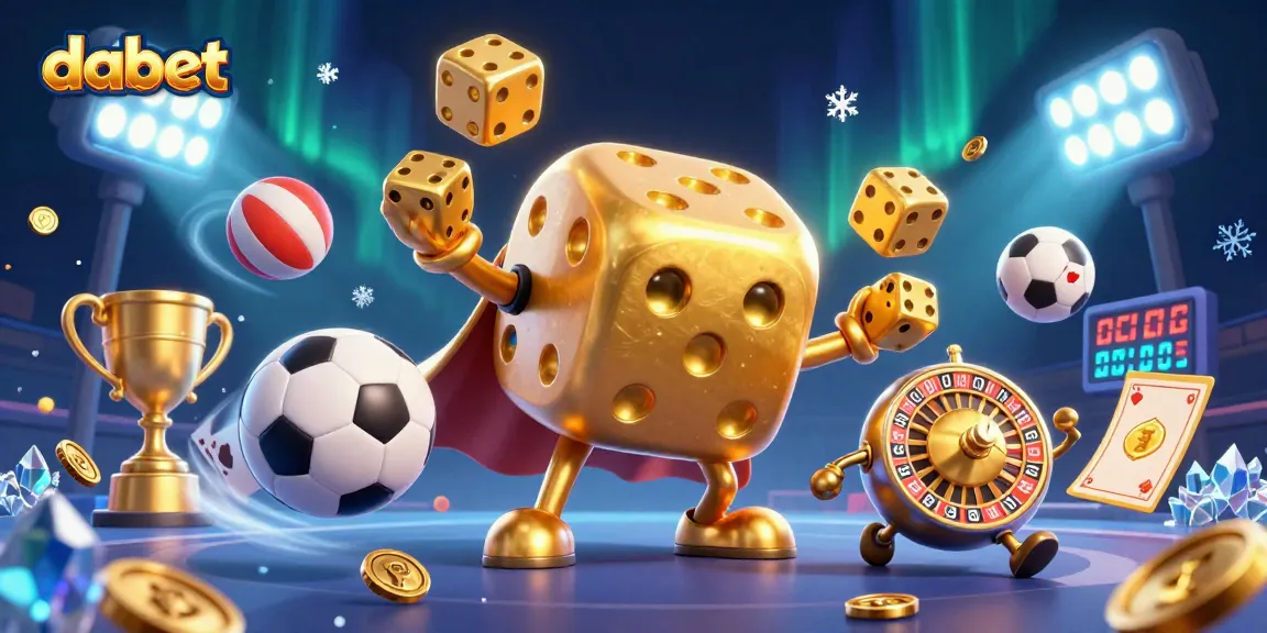dabet's 3D animated characters in a casino-themed scene juggling dice and sports balls