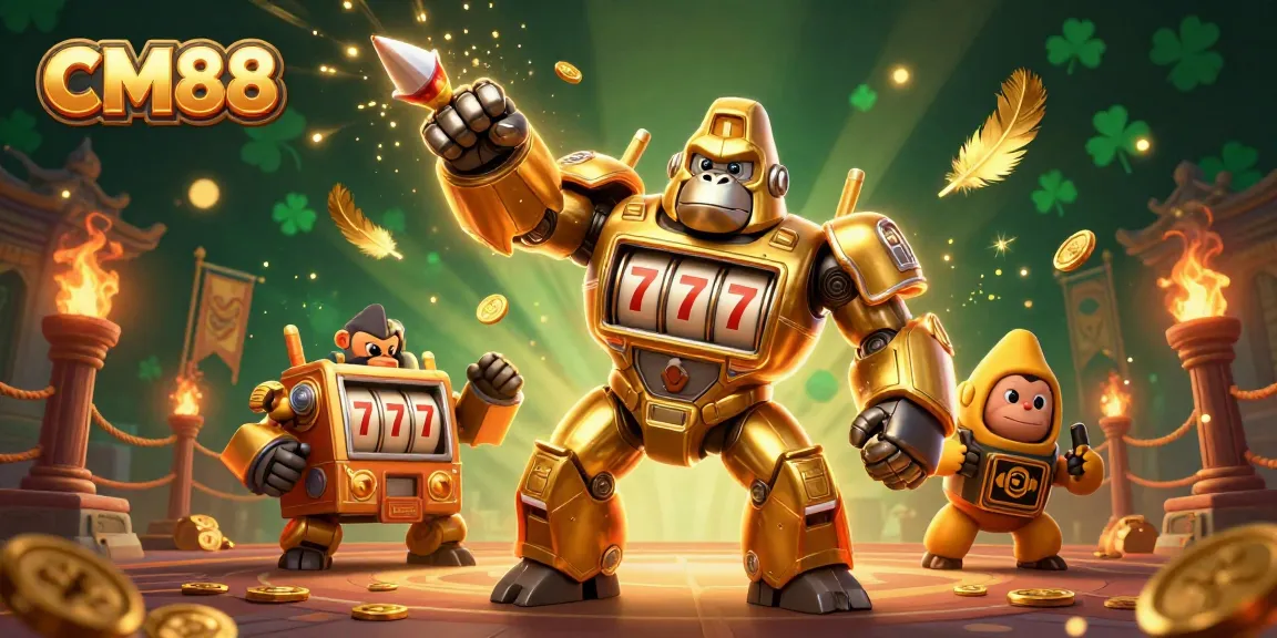 Experience winning thrills with CM88, featuring a dynamic golden gorilla mech and exciting casino elements.