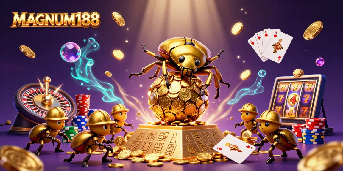 Experience the excitement of MAGNUM188 while betting on sports with golden coins cascading in a vibrant scene.