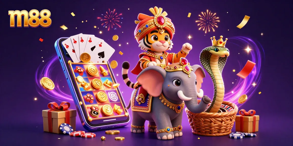 Experience excitement with m88’s vibrant 3D casino illustration featuring unique elements.