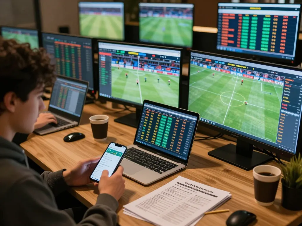 Engaging in online sports betting at home while analyzing keo nha cai odds and matches