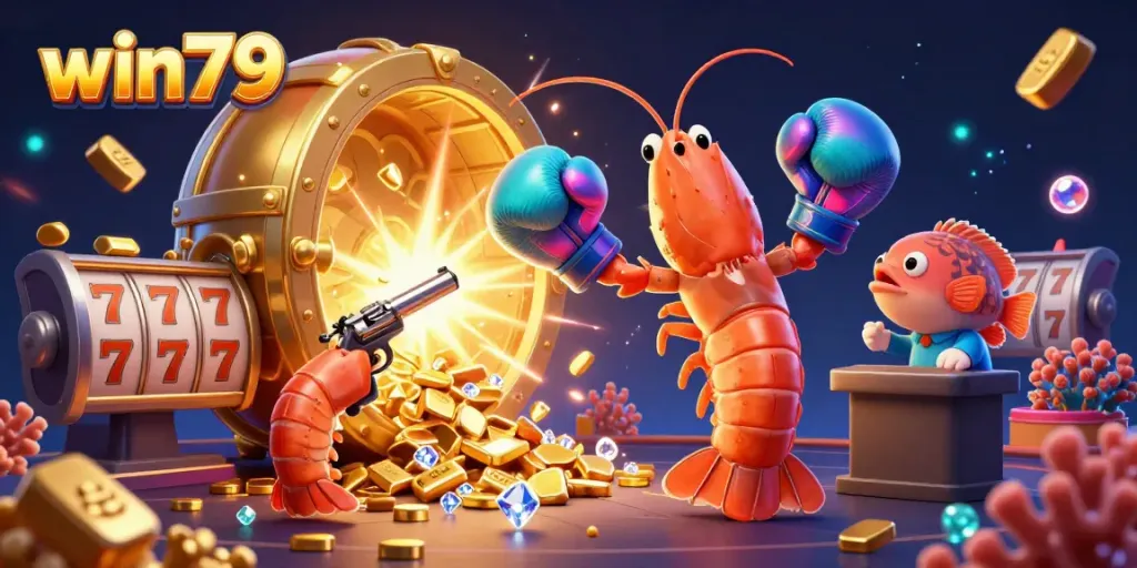 Experience thrilling wins with win79's vibrant casino action, featuring animated sea creature champions.