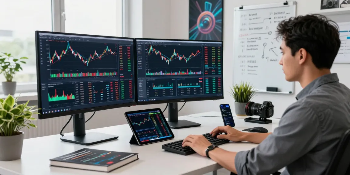 Developer analyzing futures WebSocket streaming API data in a modern trading office.