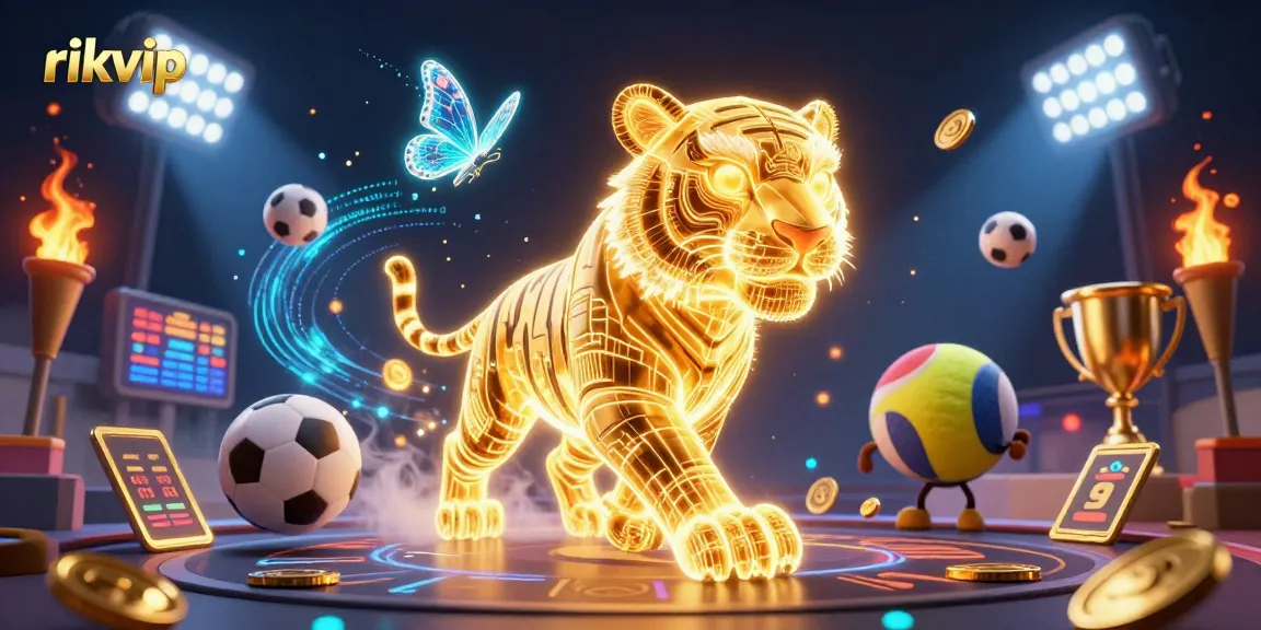Experience the thrill of rikvip with a golden tiger illuminating the digital casino world.