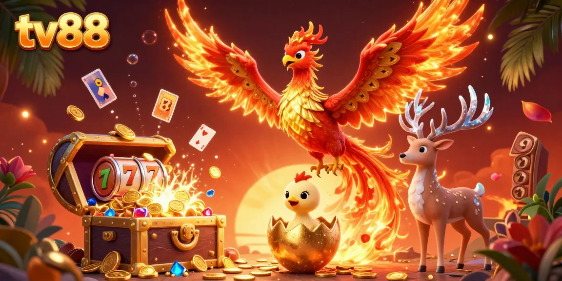 Experience thrilling wins with the vibrant tv88 phoenix casino illustration, showcasing exciting slot reels.