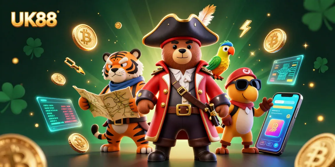 Experience thrilling games at UK88's premiere casino with a vibrant pirate-themed illustration.