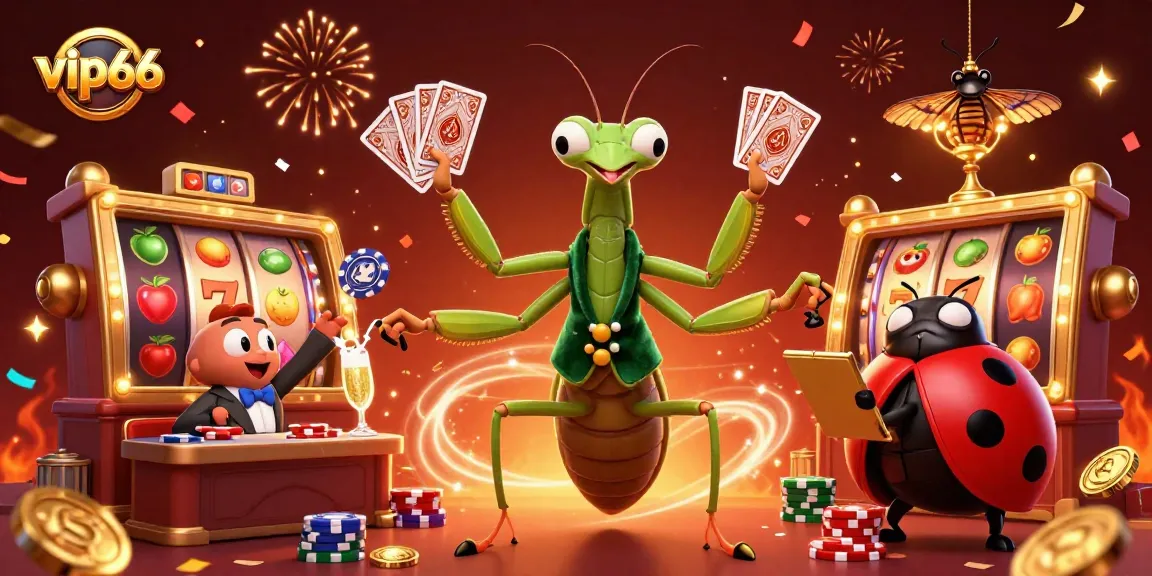 Engage in thrilling winnings at vip66 with vibrant slot reels and dynamic characters celebrating in style.